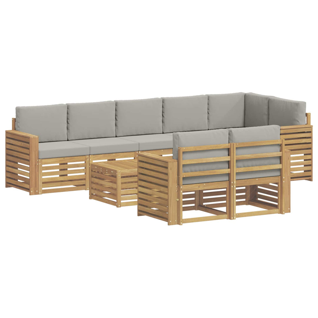 Udendørs sofagruppe 9 pcs Hvid og lysegrå 59 x 59 x 37 cm