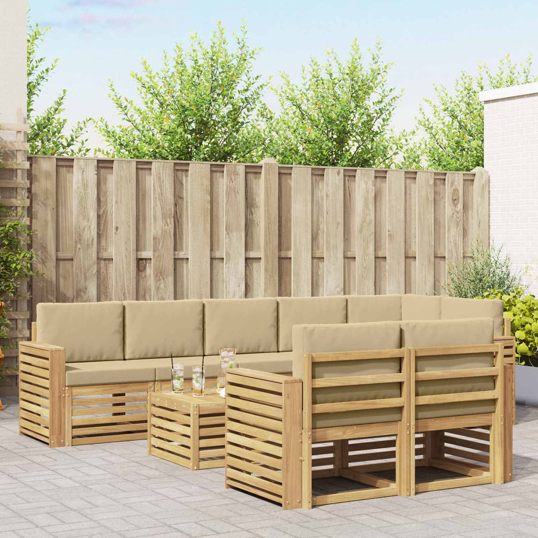 Udendørs sofagruppe 9 pcs Hvid og Beige 59 x 59 x 37 cm