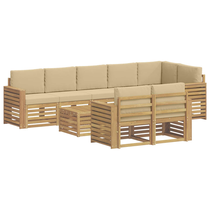 Udendørs sofagruppe 9 pcs Hvid og Beige 59 x 59 x 37 cm
