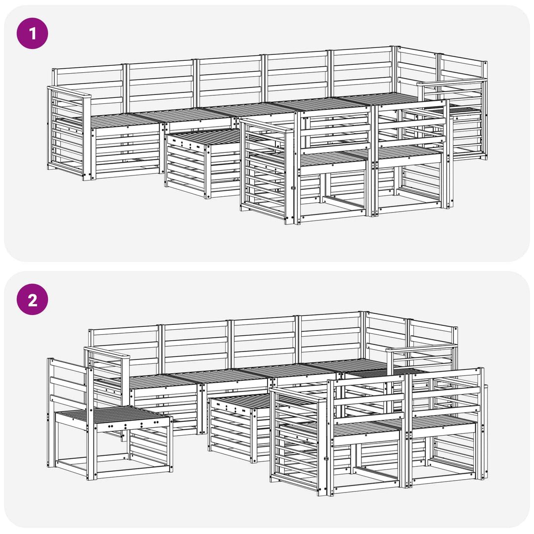 Udendørs sofagruppe 9 pcs Hvid 59 x 59 x 37 cm