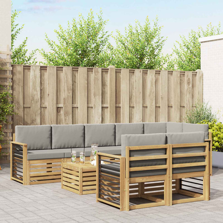 Udendørs sofagruppe 9 pcs Hvid og lysegrå 59 x 59 x 37 cm
