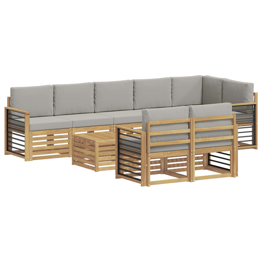 Udendørs sofagruppe 9 pcs Hvid og lysegrå 59 x 59 x 37 cm