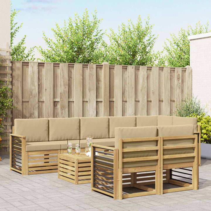 Udendørs sofagruppe 9 pcs Hvid og Beige 59 x 59 x 37 cm