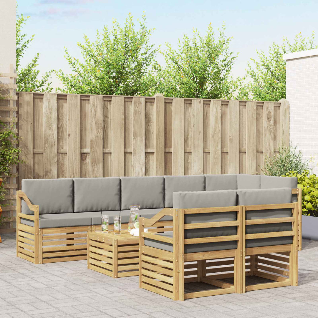 Udendørs sofagruppe 9 pcs Hvid og lysegrå 59 x 59 x 37 cm