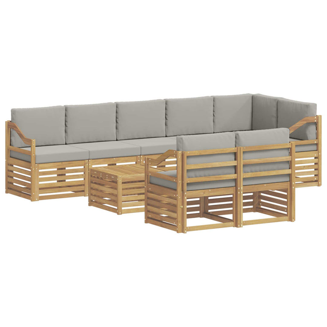 Udendørs sofagruppe 9 pcs Hvid og lysegrå 59 x 59 x 37 cm