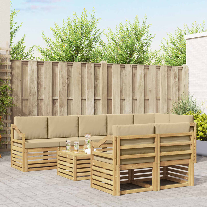 Udendørs sofagruppe 9 pcs Hvid og Beige 59 x 59 x 37 cm
