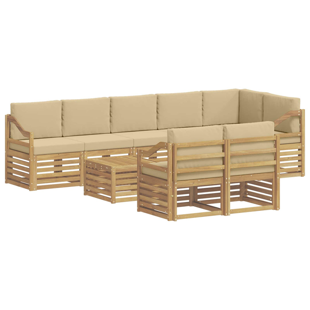 Udendørs sofagruppe 9 pcs Hvid og Beige 59 x 59 x 37 cm