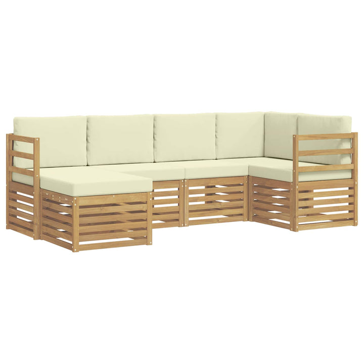 Udendørs sofagruppe 6 pcs Hvid og cremefarvet Polyester
