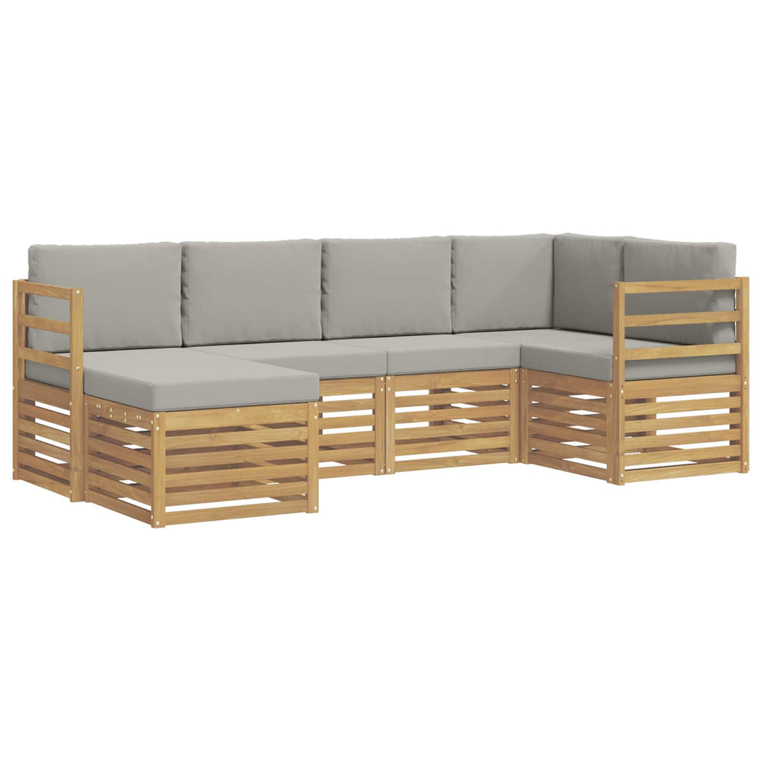 Udendørs sofagruppe 6 pcs Hvid og lysegrå Polyester