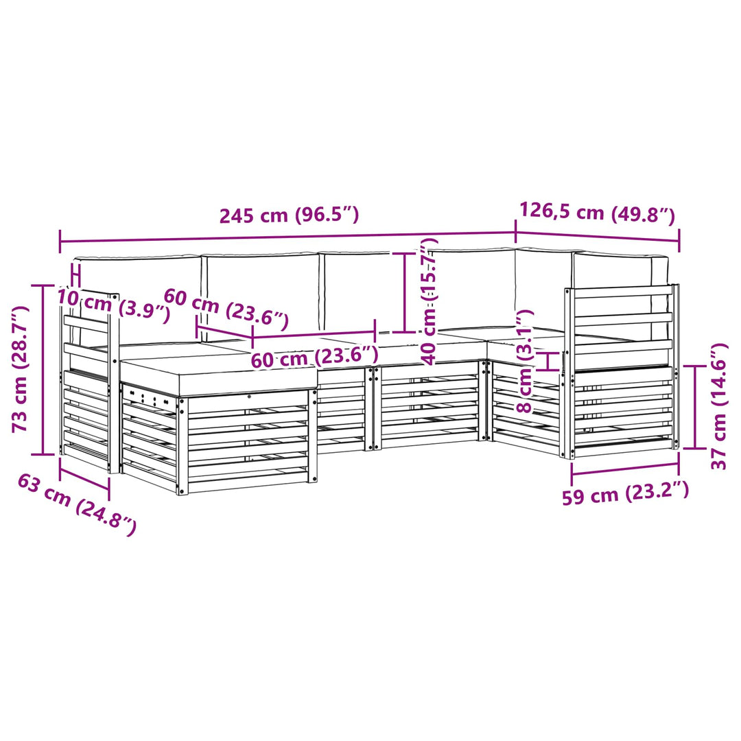 Udendørs sofagruppe 6 pcs Hvid og antracit Polyester