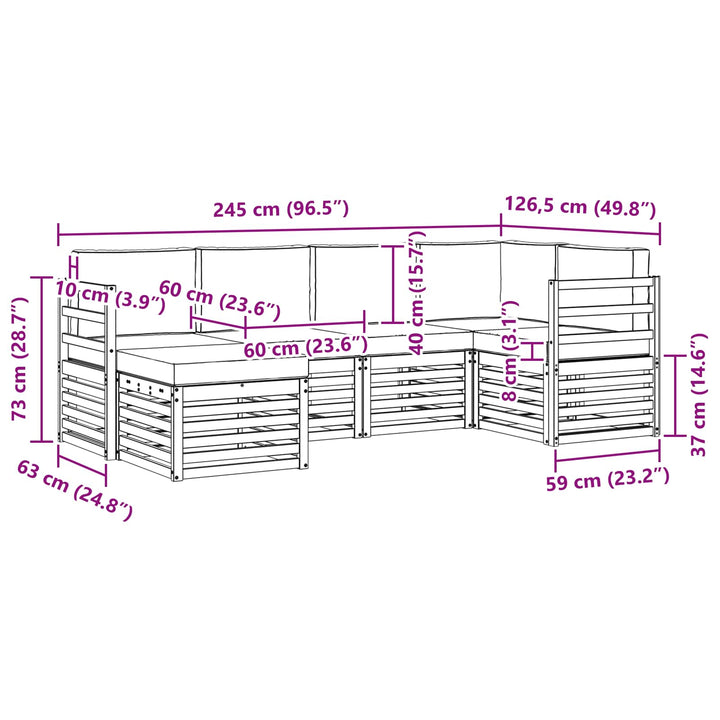 Udendørs sofagruppe 6 pcs Hvid og antracit Polyester