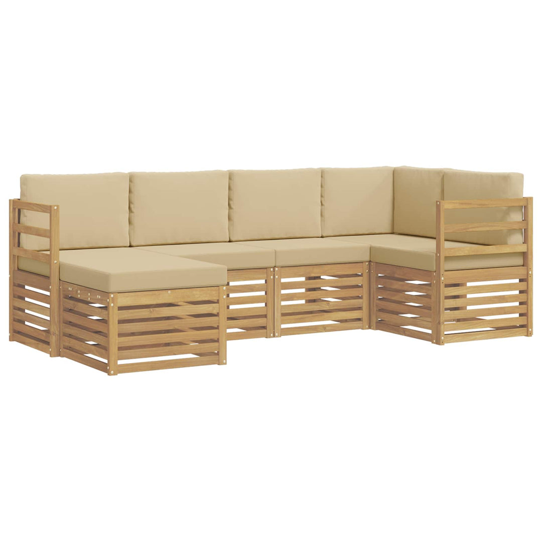 Udendørs sofagruppe 6 pcs Hvid og Beige Polyester