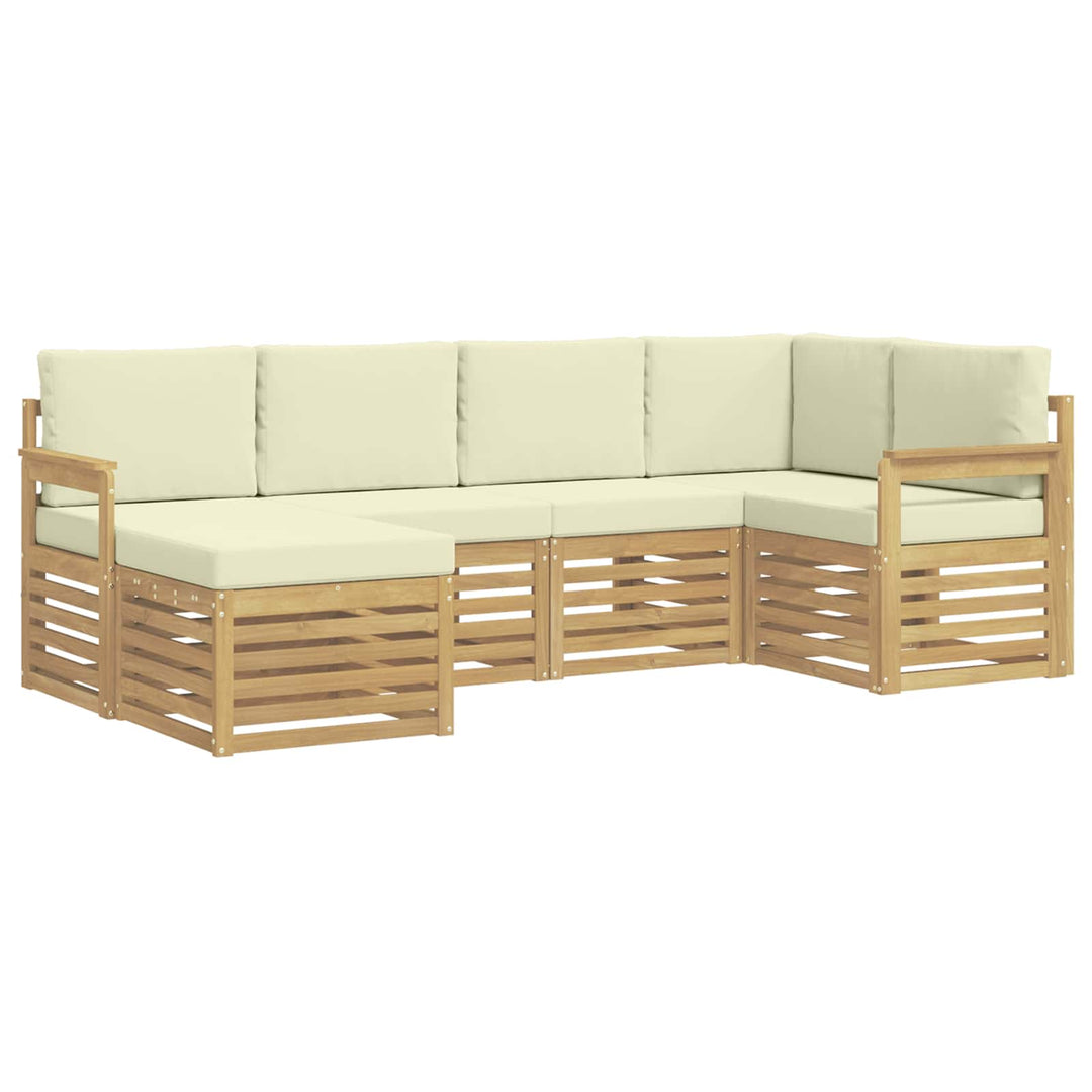 Udendørs sofagruppe 6 pcs Hvid og cremefarvet Polyester