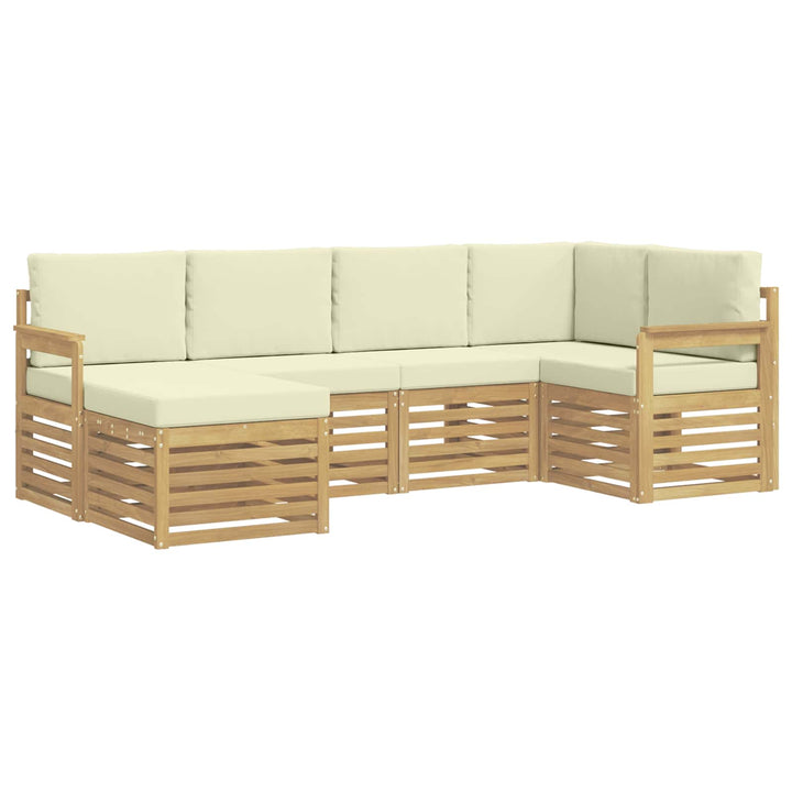 Udendørs sofagruppe 6 pcs Hvid og cremefarvet Polyester