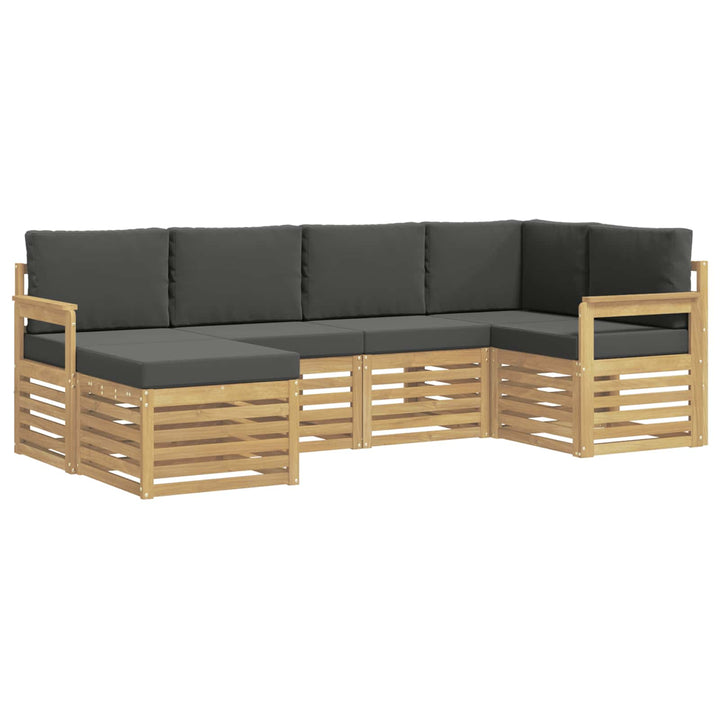 Udendørs sofagruppe 6 pcs Hvid og antracit Polyester