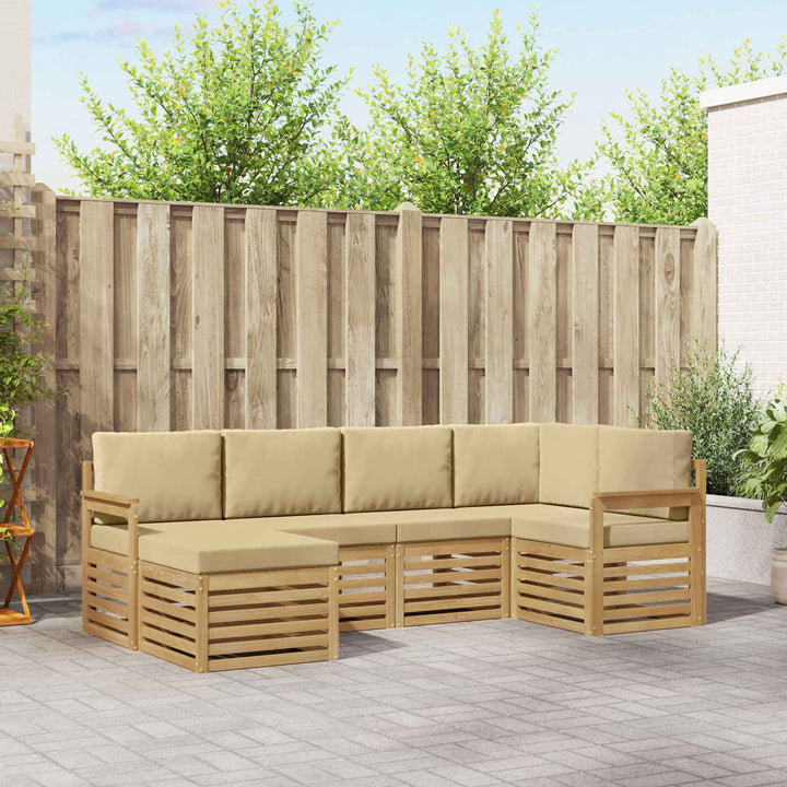 Udendørs sofagruppe 6 pcs Hvid og Beige 247 x 128,5 x 73 cm