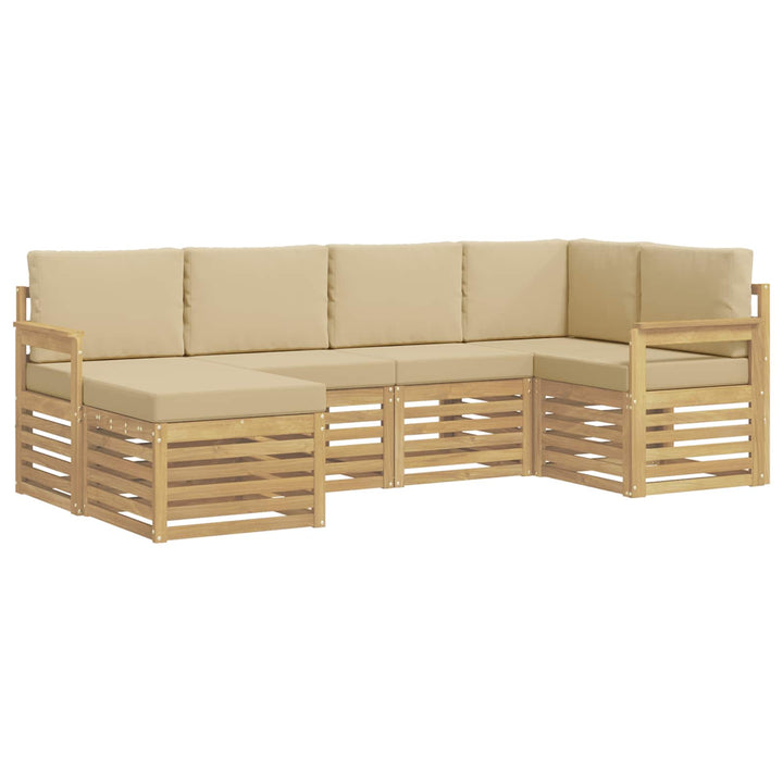 Udendørs sofagruppe 6 pcs Hvid og Beige 247 x 128,5 x 73 cm