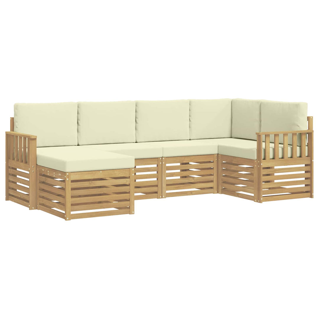 Udendørs sofagruppe 6 pcs Hvid og cremefarvet Polyester