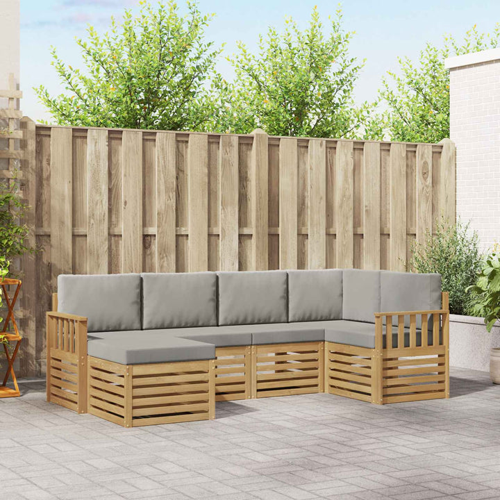 Udendørs sofagruppe 6 pcs Hvid og lysegrå 247 x 128,5 x 73 cm