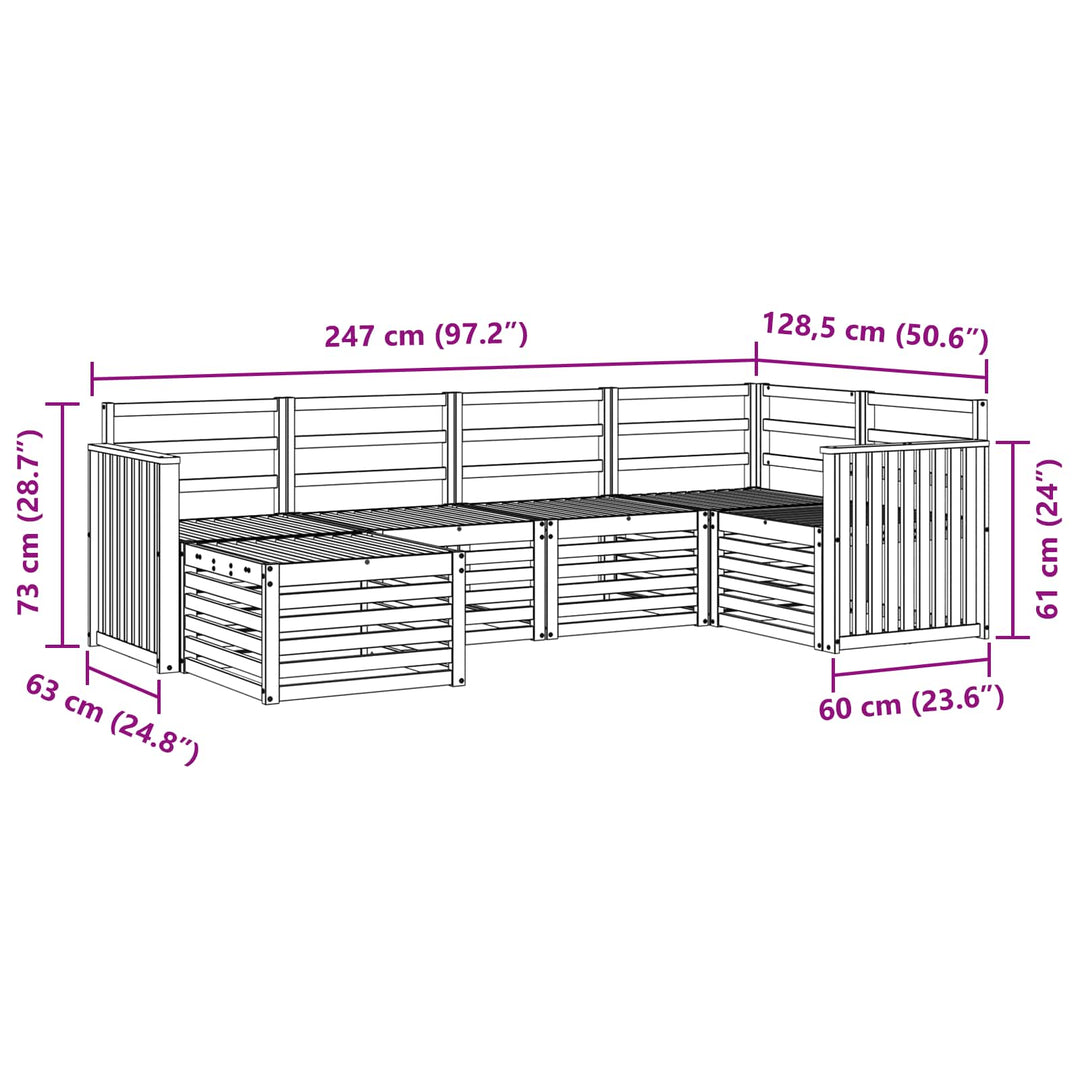 Udendørs sofagruppe 6 pcs Hvid Polyester