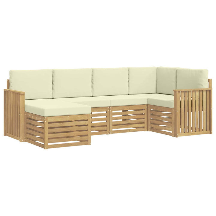 Udendørs sofagruppe 6 pcs Hvid og cremefarvet Polyester