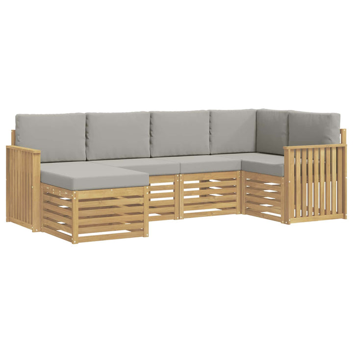 Udendørs sofagruppe 6 pcs Hvid og lysegrå Polyester