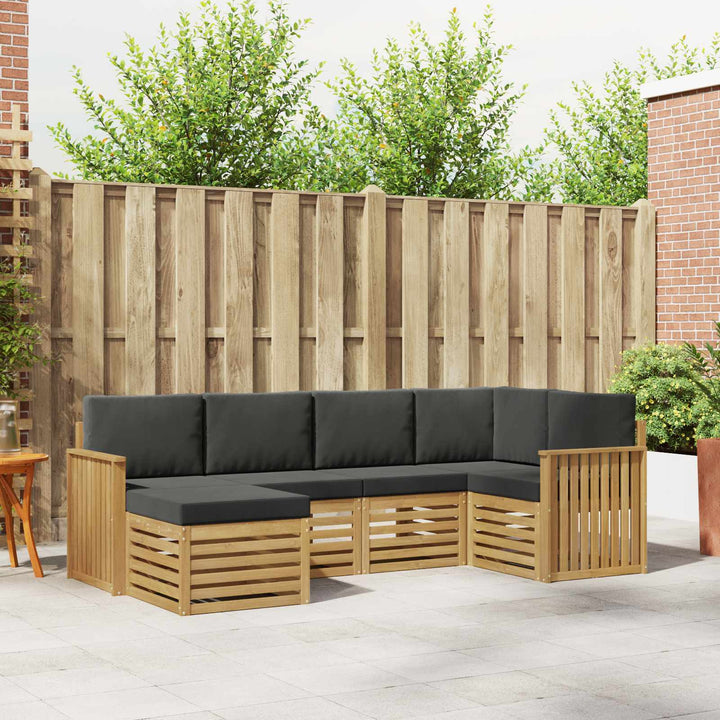 Udendørs sofagruppe 6 pcs Hvid og antracit Polyester