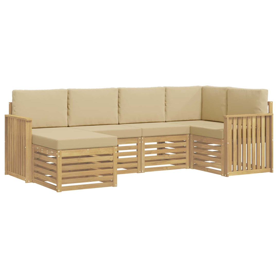 Udendørs sofagruppe 6 pcs Hvid og Beige Polyester