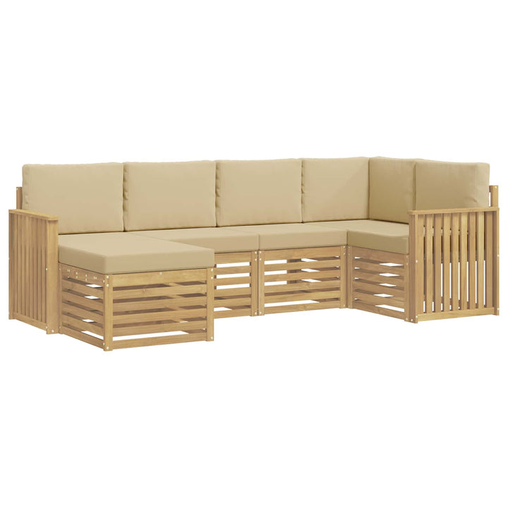 Udendørs sofagruppe 6 pcs Hvid og Beige Polyester