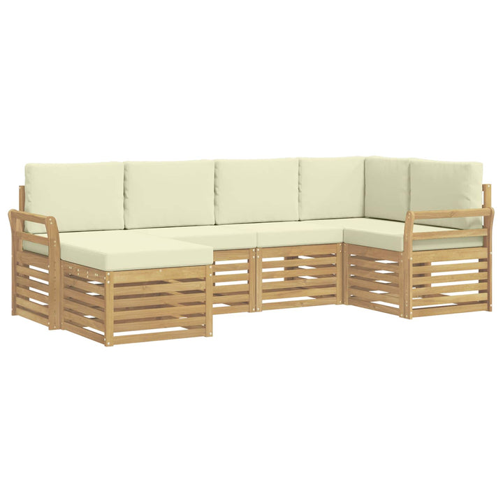 Udendørs sofagruppe 6 pcs Hvid og cremefarvet Polyester