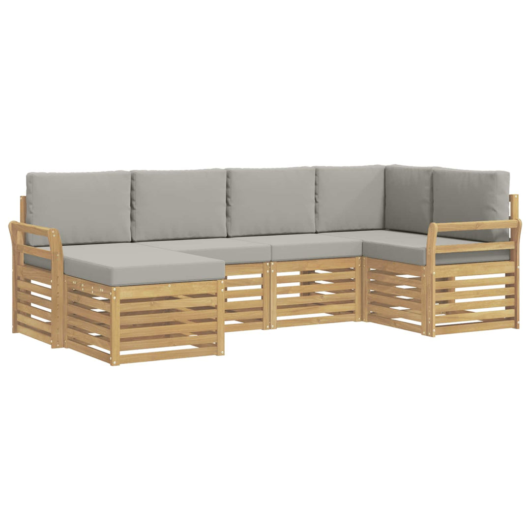 Udendørs sofagruppe 6 pcs Hvid og lysegrå Polyester