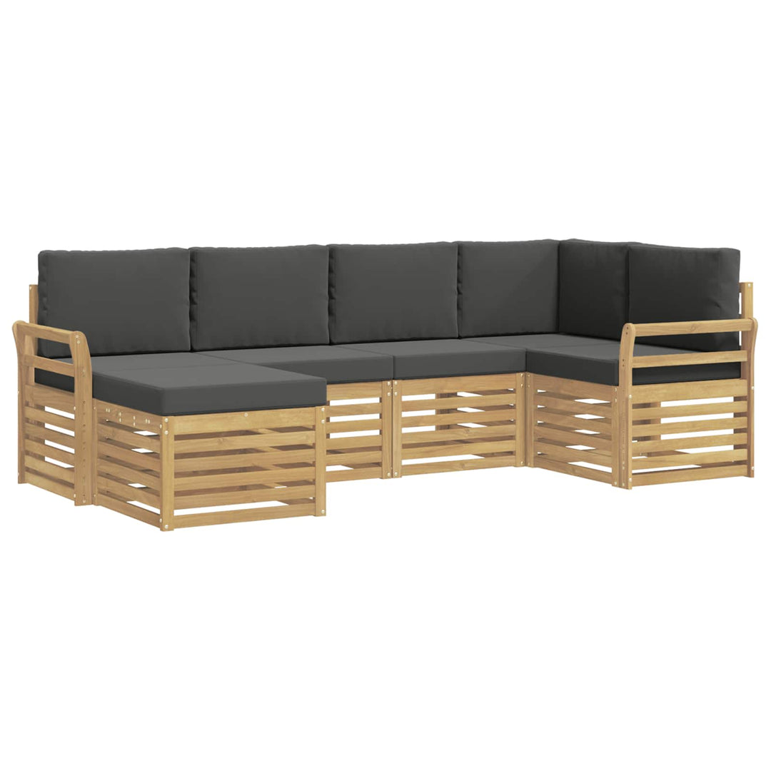 Udendørs sofagruppe 6 pcs Hvid og antracit Polyester
