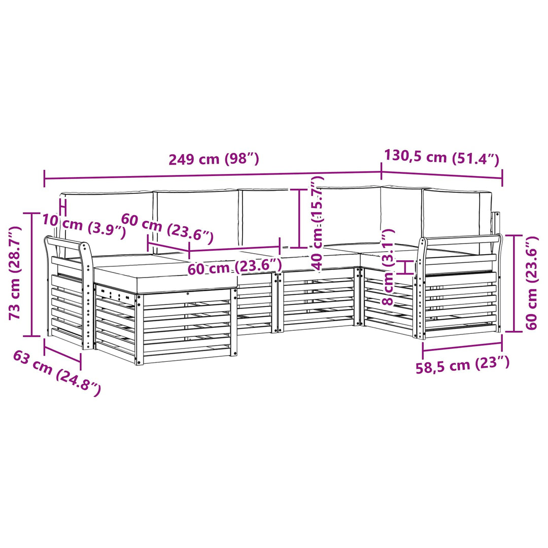 Udendørs sofagruppe 6 pcs Hvid og antracit Polyester
