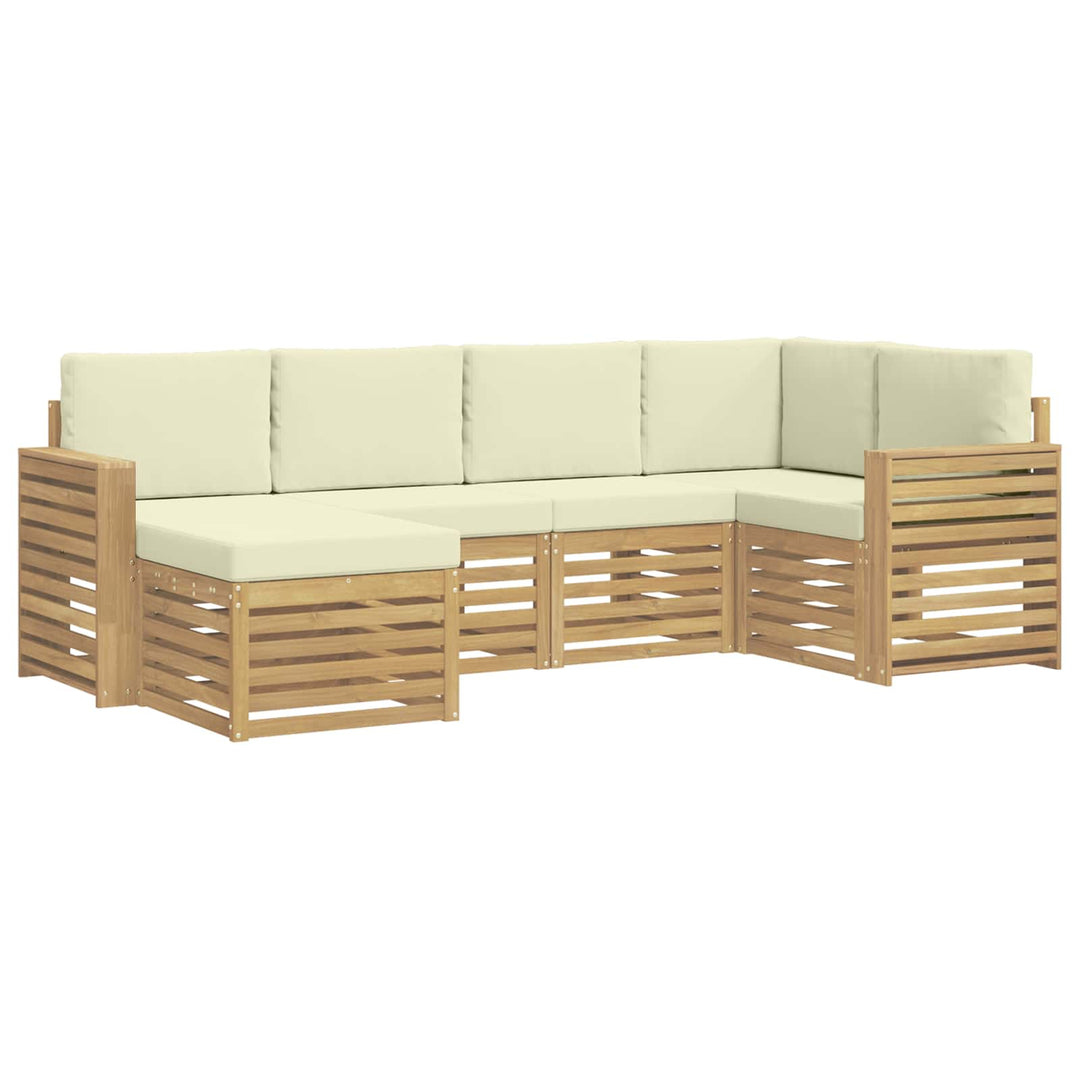 Udendørs sofagruppe 6 pcs Hvid og cremefarvet Polyester