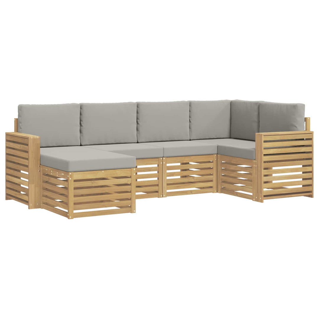 Udendørs sofagruppe 6 pcs Hvid og lysegrå Polyester