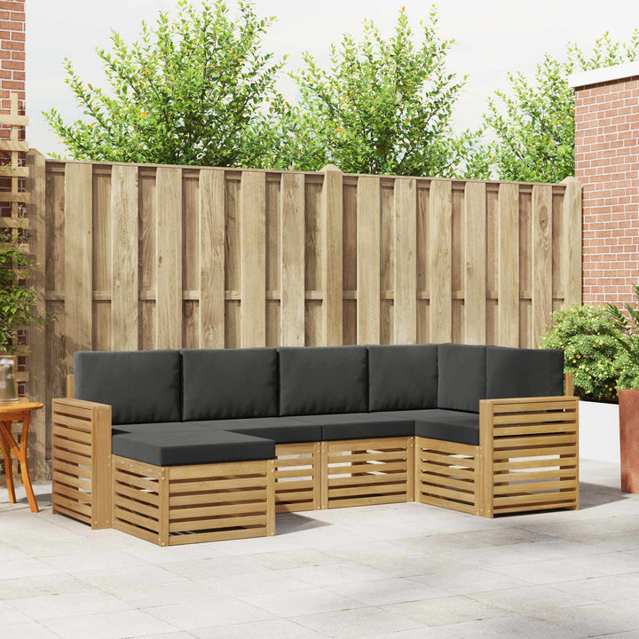 Udendørs sofagruppe 6 pcs Hvid og antracit Polyester