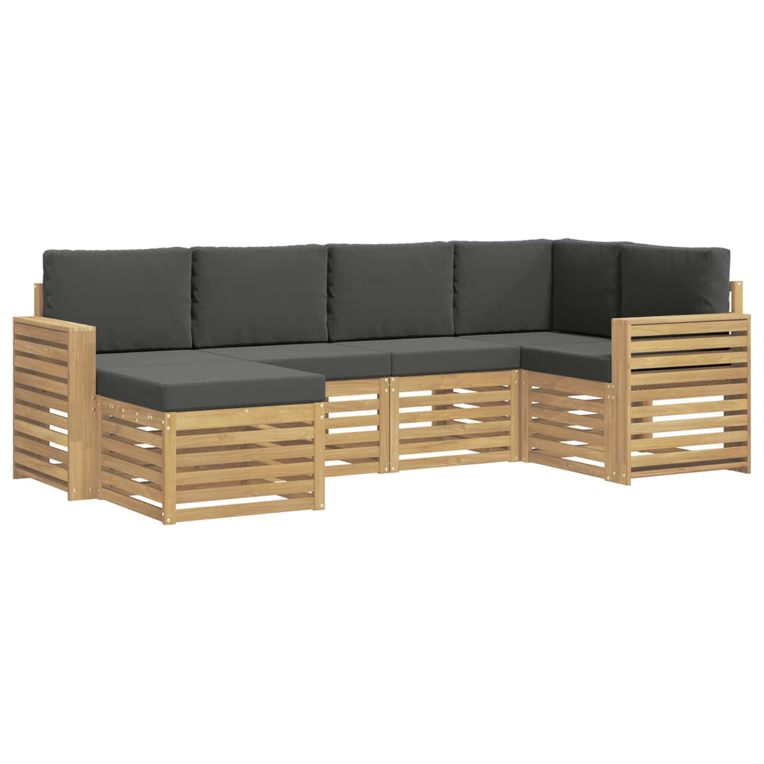 Udendørs sofagruppe 6 pcs Hvid og antracit Polyester