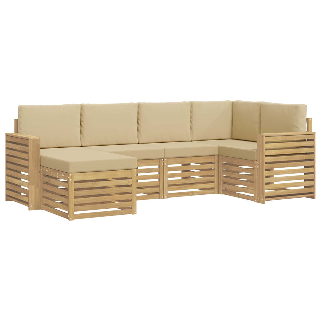 Udendørs sofagruppe 6 pcs Hvid og Beige Polyester