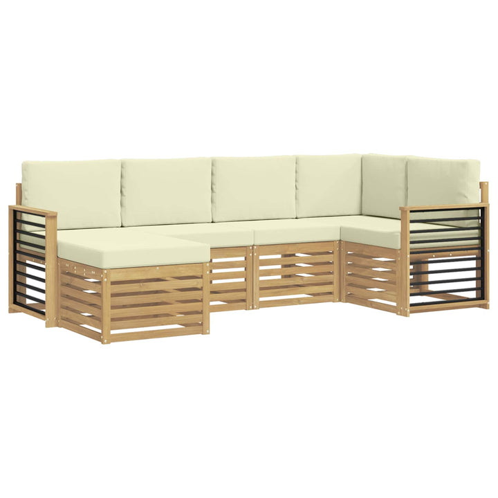 Udendørs sofagruppe 6 pcs Hvid og cremefarvet Polyester
