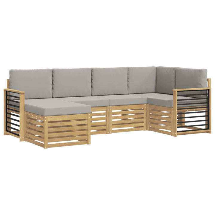 Udendørs sofagruppe 6 pcs Hvid og lysegrå Polyester