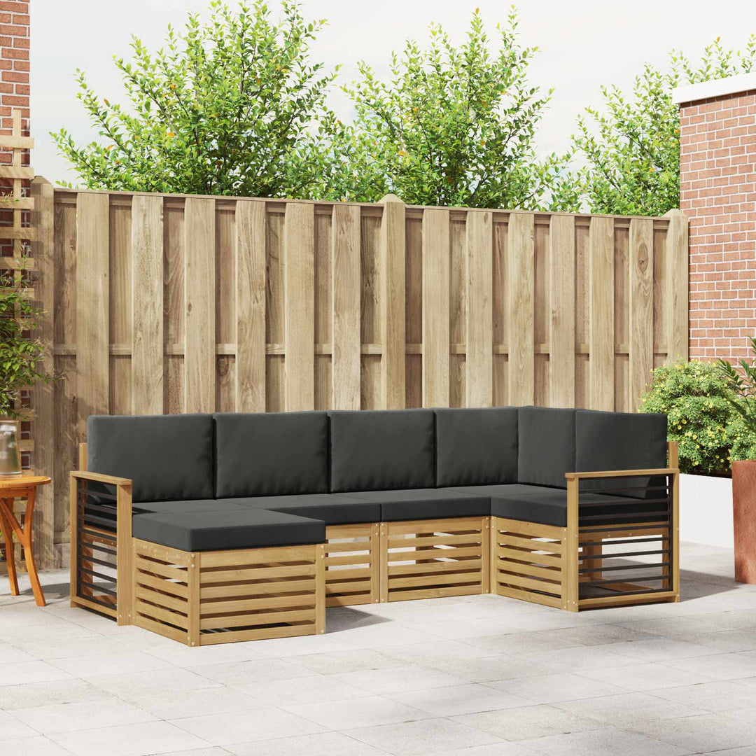 Udendørs sofagruppe 6 pcs Hvid og antracit Polyester