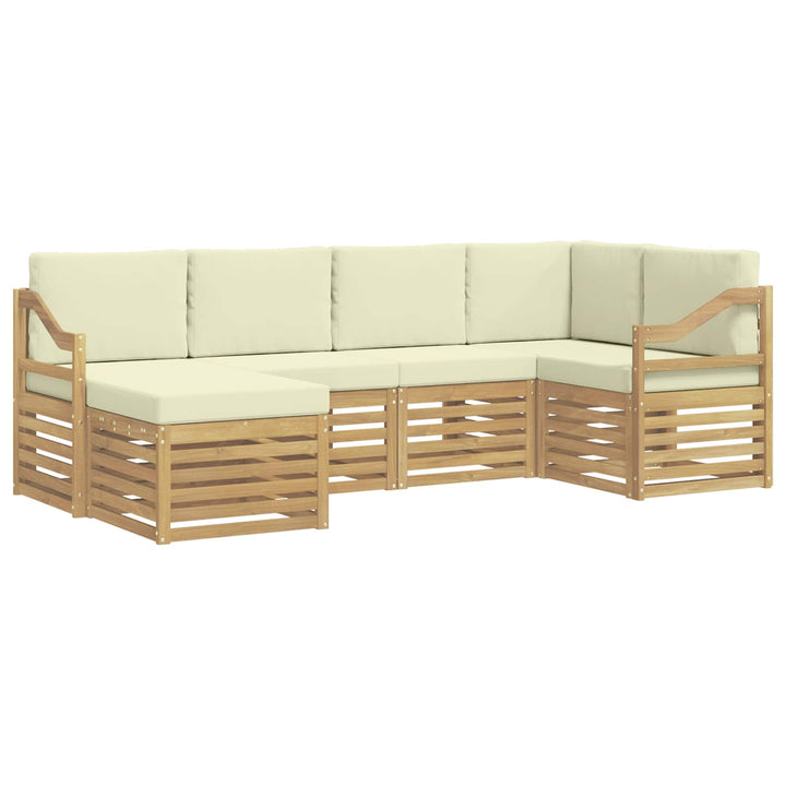 Udendørs sofagruppe 6 pcs Hvid og cremefarvet Polyester