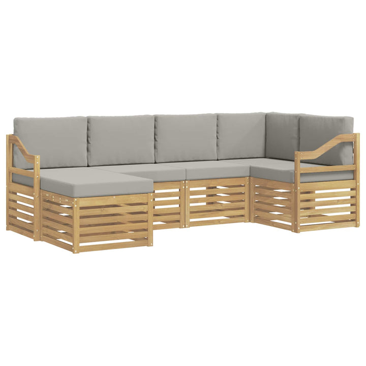 Udendørs sofagruppe 6 pcs Hvid og lysegrå Polyester