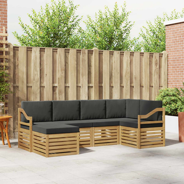 Udendørs sofagruppe 6 pcs Hvid og antracit Polyester