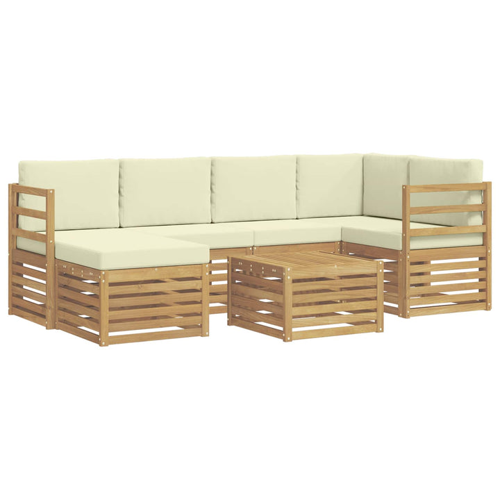 Udendørs sofagruppe 7 pcs Hvid og cremefarvet Polyester