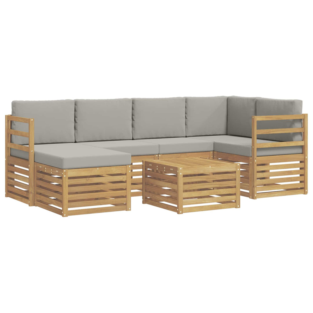 Udendørs sofagruppe 7 pcs Hvid og lysegrå Polyester