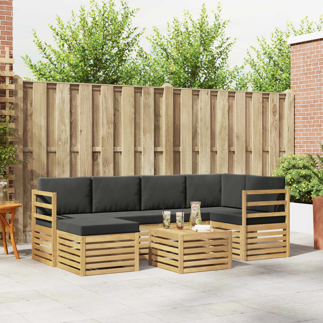 Udendørs sofagruppe 7 pcs Hvid og antracit Polyester