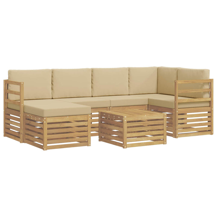 Udendørs sofagruppe 7 pcs Hvid og Beige Polyester
