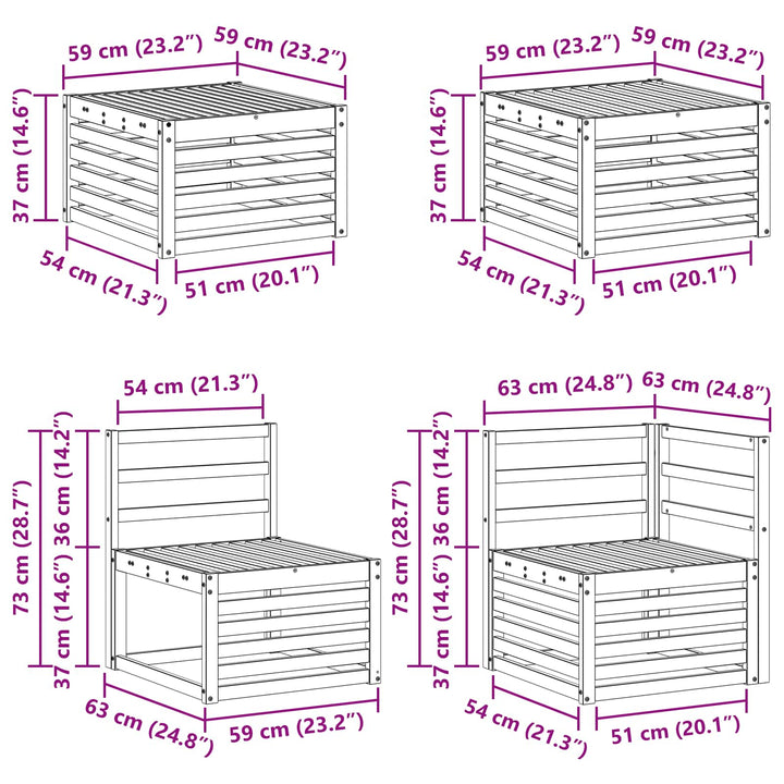Udendørs sofagruppe 7 pcs Hvid Polyester
