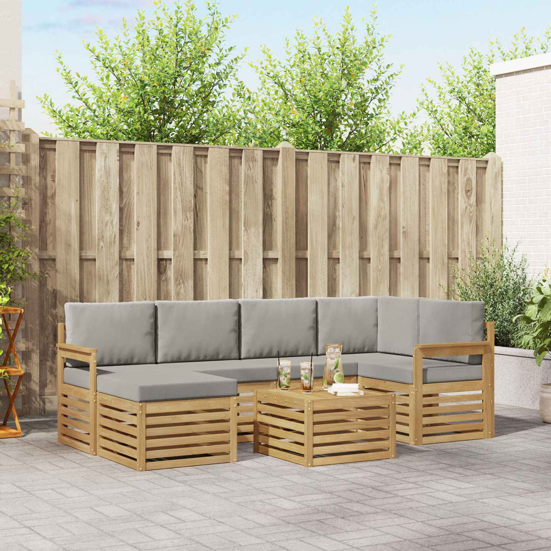 Udendørs sofagruppe 7 pcs Hvid og lysegrå 59 x 59 x 37 cm